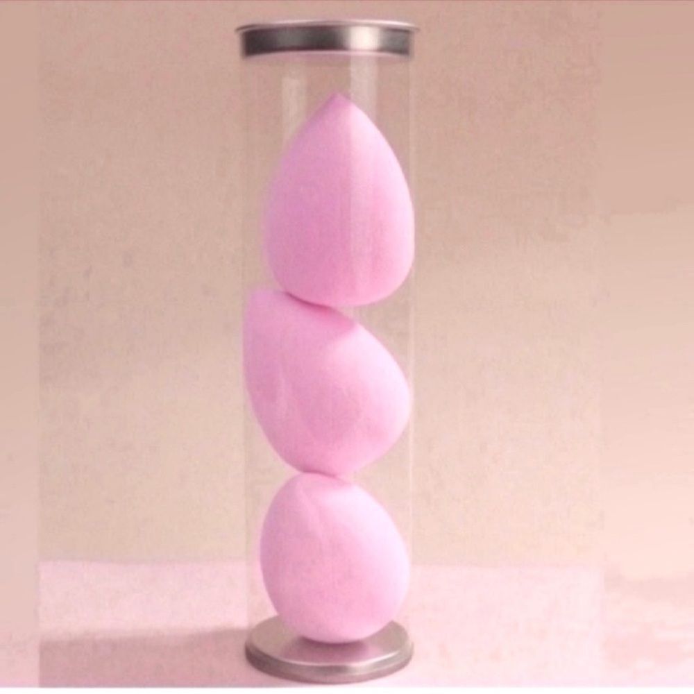 3pcs Makeup Sponge With Storage Bucket - Pink